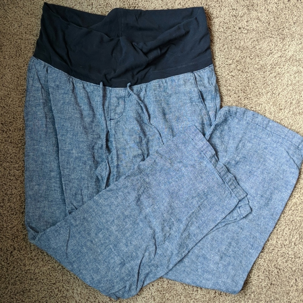 Wide leg linen maternity pants, size L